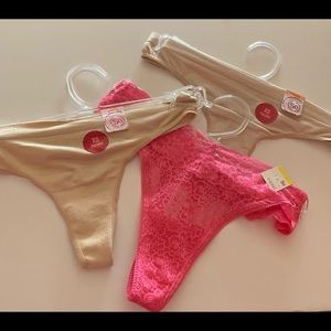 Bundle (2) Tan Thongs XS + (1) hot pink Thong S. Brand So. NWT. Tot of 3…